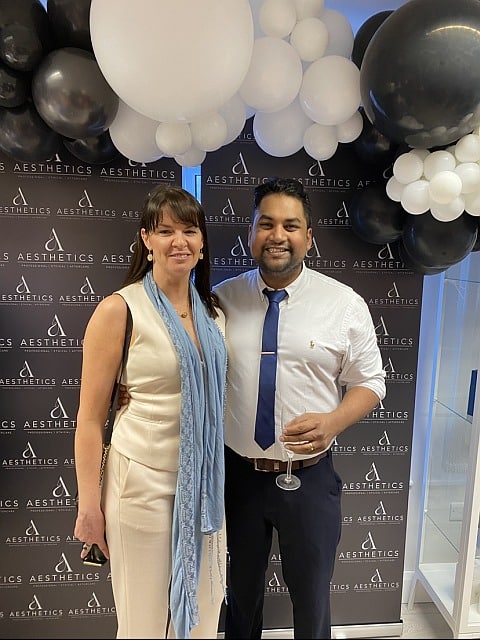 Caroline Price and Dr Ahroon Sivakumar of A Aesthetics